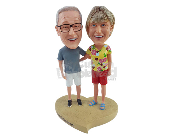 Custom Bobblehead Old happy couple spending vacation time on the beach on a hot day - Wedding & Couples Couple Personalized Bobblehead & Action Figure Custom Bobblehead Old happy couple spending vacation time on the beach on a hot day - Wedding & Couples Couple Personalized Bobblehead & Action Figure